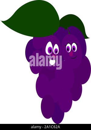 Grapes, illustration, vector on white background. Stock Vector
