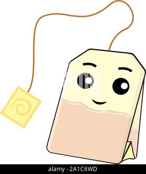Bag of tea, illustration, vector on white background. Stock Vector