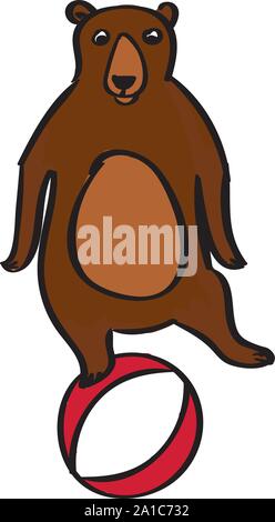 Circus bear, illustration, vector on white background. Stock Vector