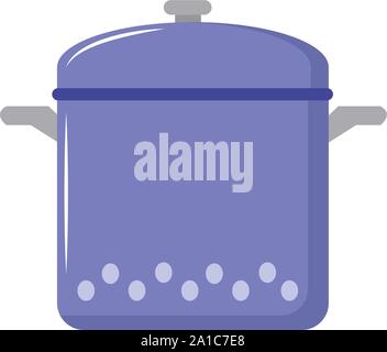 Purple saucepan, illustration, vector on white background. Stock Vector