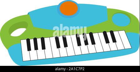 Childrens synthesizer, illustration, vector on white background. Stock Vector