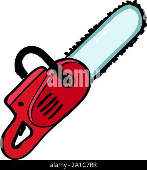 Chainsaw, illustration, vector on white background. Stock Vector