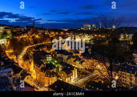 Luxembourg City by night Stock Photo