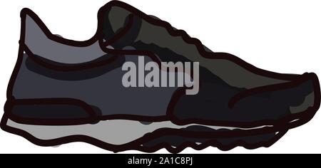 Black sneaker, illustration, vector on white background. Stock Vector