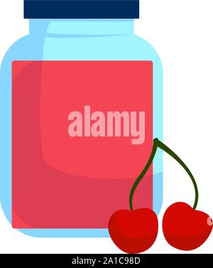 Cherry compote, illustration, vector on white background. Stock Vector