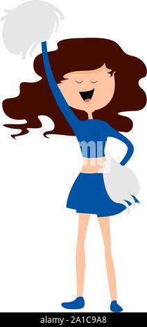 Cheerleader, illustration, vector on white background. Stock Vector