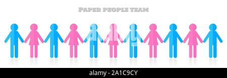 Group of people holding hands. Teamwork concept papercraft. Vector background Stock Vector
