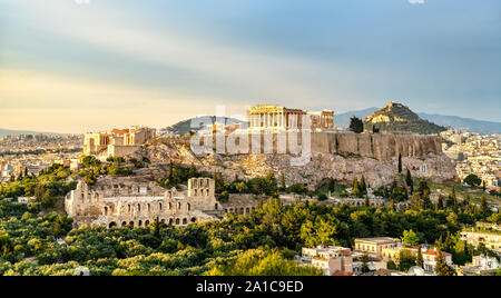 View of the Acropolis of Athens in Greece Stock Photo