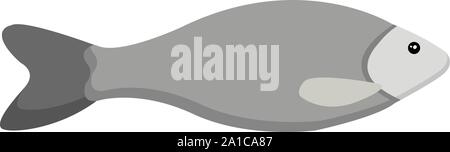 Grey fish, illustration, vector on white background. Stock Vector