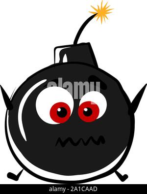 Crazy bomb, illustration, vector on white background. Stock Vector
