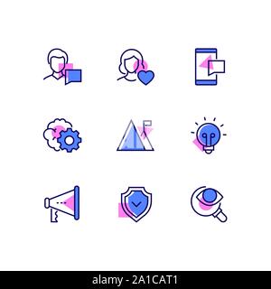 Business and social media - line design style icons set Stock Vector
