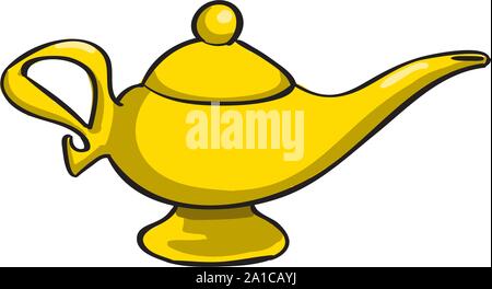 Aladdins lamp, illustration, vector on white background. Stock Vector