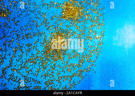 Oil bubbles inside water base form patterns Stock Photo