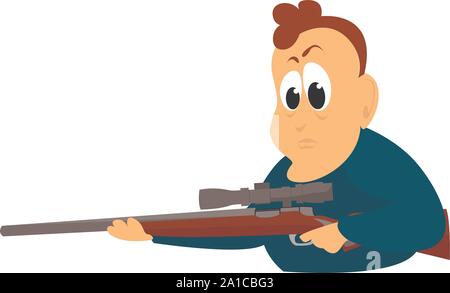 Hunter, illustration, vector on white background. Stock Vector