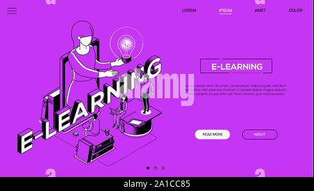 Distance education landing page modern vector template Stock Vector