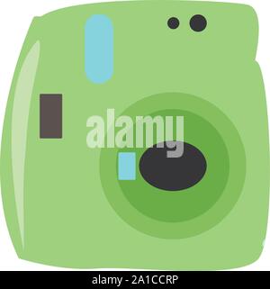 Green camera, illustration, vector on white background. Stock Vector