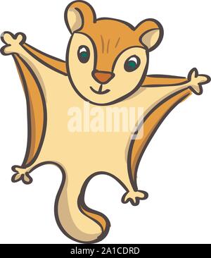 Flying squirrel, illustration, vector on white background. Stock Vector