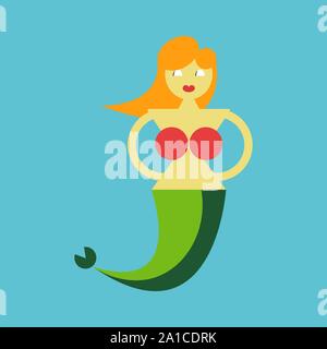 Mermaid, illustration, vector on white background. Stock Vector