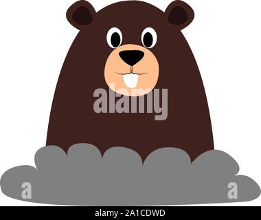 Mole from the ground, illustration, vector on white background. Stock Vector