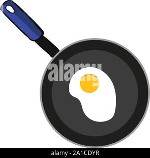 Egg in pan, illustration, vector on white background. Stock Vector