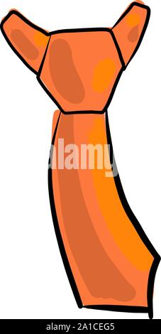 Orange tie, illustration, vector on white background. Stock Vector