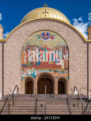 Exterior facade of Saints Volodymyr & Olha Ukrainian Catholic Church Stock Photo