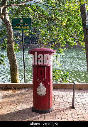 Colonial Pillarbox post box, a British colonial era post box in Kandy - Sri Lanka. Stock Photo