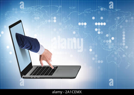 The hacker man trying to steal personal data Stock Photo
