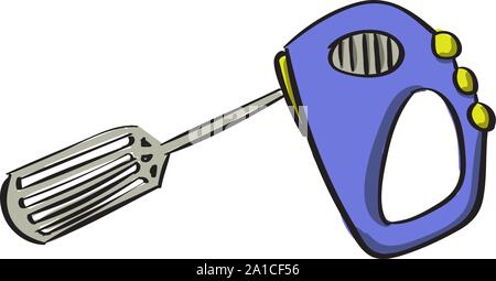 Hand mixer, illustration, vector on white background. Stock Vector