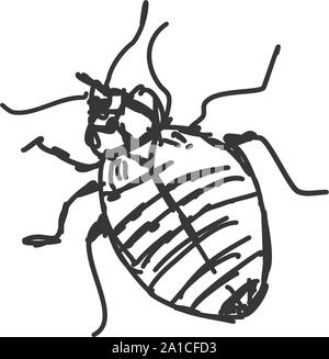 Bug sketch, illustration, vector on white background. Stock Vector