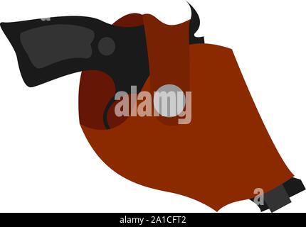 Holster gun, illustration, vector on white background. Stock Vector