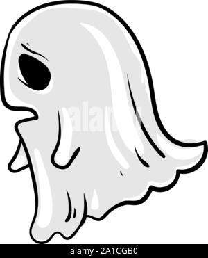 Sad ghost, illustration, vector on white background. Stock Vector