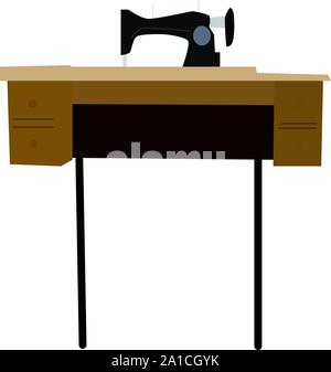 Sewing machine, illustration, vector on white background. Stock Vector