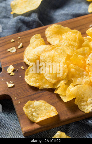 Crispy Thin Potato Chips with Sea Salt Stock Photo