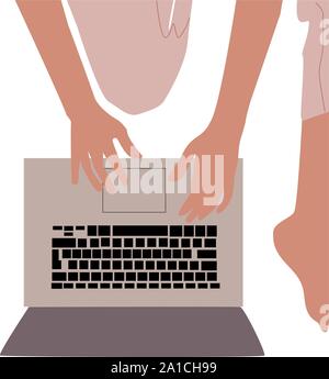Notebook hands, illustration, vector on white background. Stock Vector
