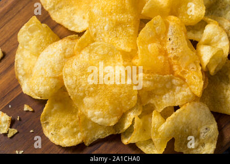 Crispy Thin Potato Chips with Sea Salt Stock Photo
