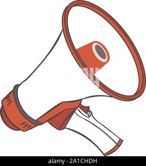 Red megaphone, illustration, vector on white background. Stock Vector