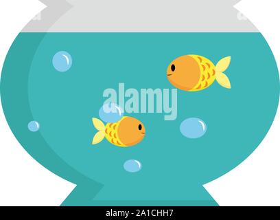 Fish in bowl, illustration, vector on white background. Stock Vector