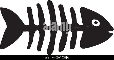 Fish bone, illustration, vector on white background. Stock Vector