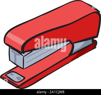 Red stapler, illustration, vector on white background. Stock Vector