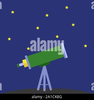Telescope, illustration, vector on white background. Stock Vector