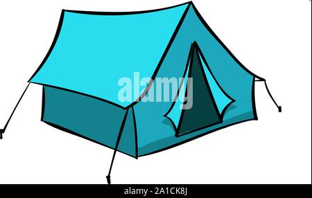 Blue tent, illustration, vector on white background. Stock Vector