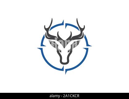 Deer Hunt logo designs vector, deer logo template vector. hunting club labels, hunting outdoor, Deer Hunter Logo, Hunting logo design template Stock Vector