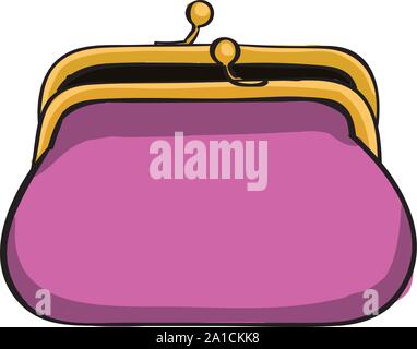 Pink wallet, illustration, vector on white background. Stock Vector
