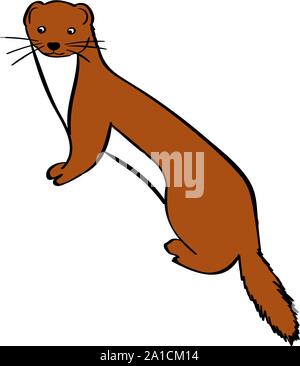 Weasel, illustration, vector on white background. Stock Vector
