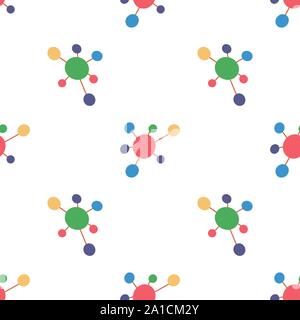 Seamless pattern with molecule for web design, wrapping paper, fabric, wallpaper, background. Decoration science, education, medical vector element. Stock Vector