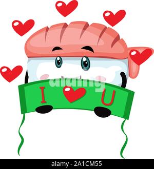 Sushi in love, illustration, vector on white background. Stock Vector
