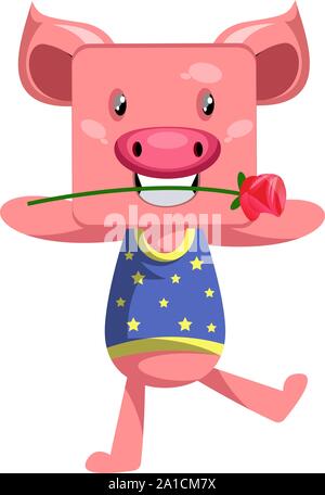 Dancing pig, illustration, vector on white background. Stock Vector