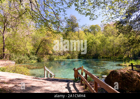 Ichetucknee Springs State Park in Florida, USA is off the beaten path and a popular place for tubing, kayaking and other water sports. Stock Photo