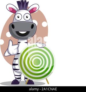 Zebra with target, illustration, vector on white background. Stock Vector